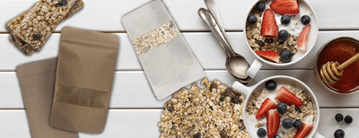 Granola and Muesli Packaging such as Box Pouches and Stand Up Pouchs - Resealable Pouch