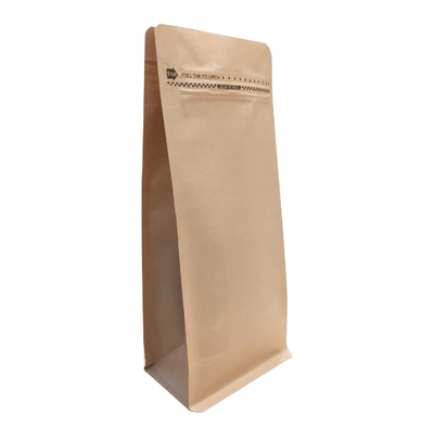 Bio Based Kraft & Metal Free Flat Bottom Bag With Zipper