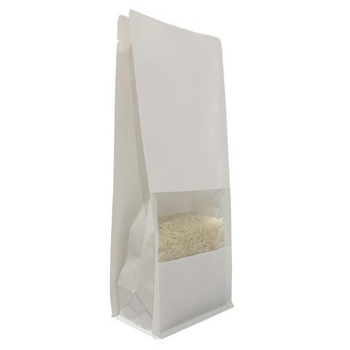 White Kraft Flat Bottom Bag With Window