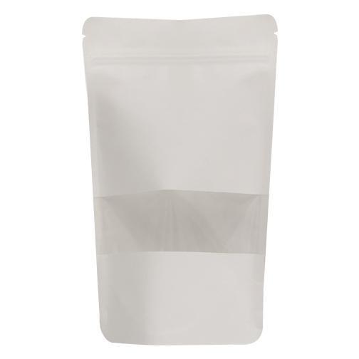 White Kraft Window Stand Up Pouch With Zipper